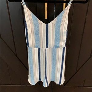 Blue striped romper